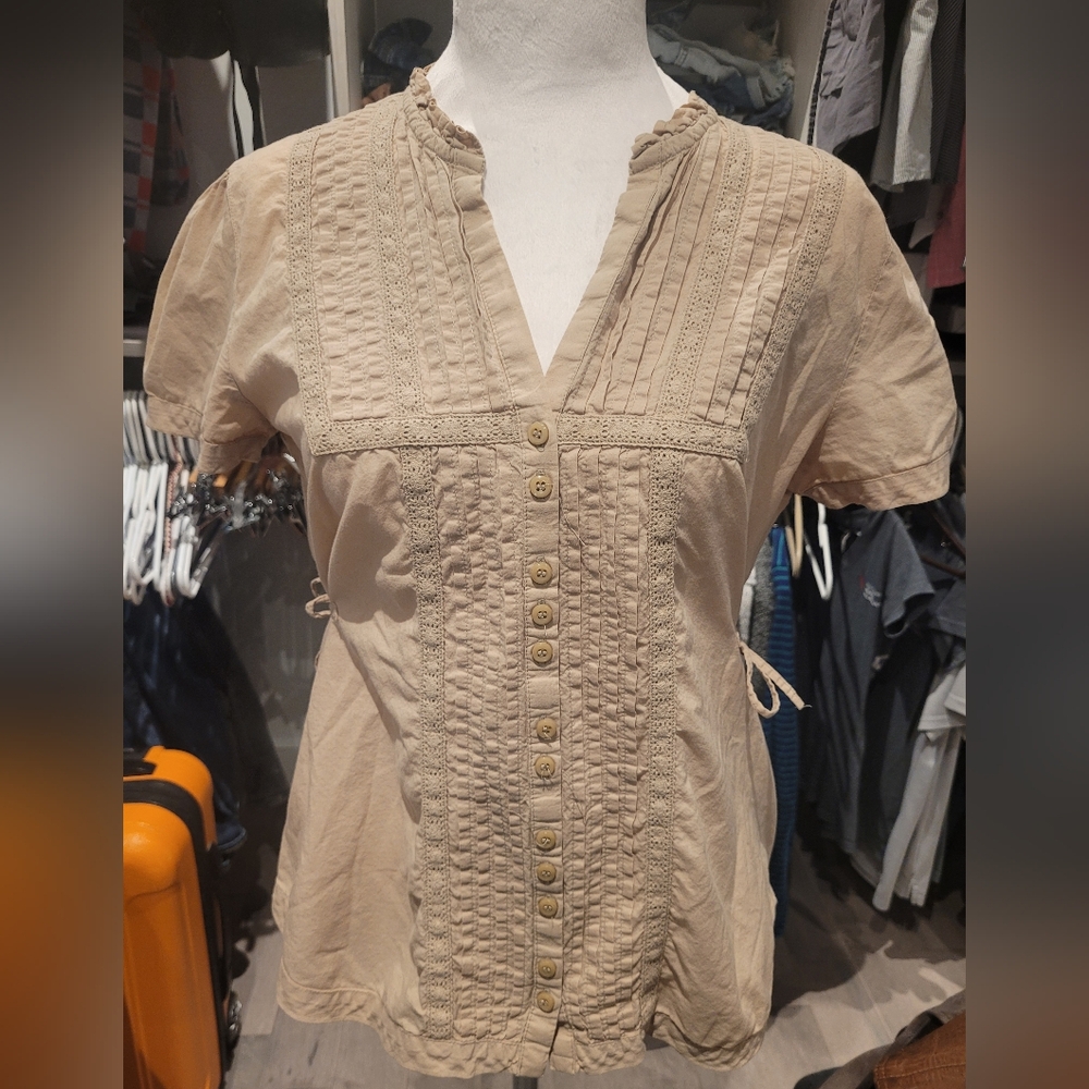 Tommy Hilfiger Cream Button-Front Blouse